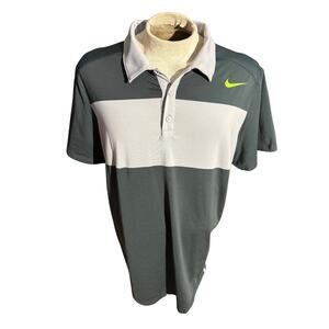Nike Dri-FIT Men’s Polo Shirt XL Gray Green Colorblock Tennis Golf Athletic